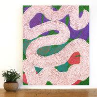 Aboriginal Artwork by Vanetta Nampijinpa Hudson, Warlukurlangu Jukurrpa (Fire country Dreaming), 91x76cm