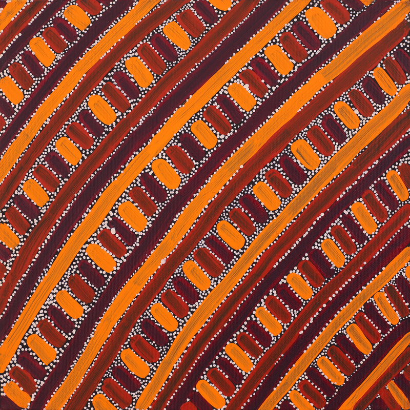 Aboriginal Artwork by Verona Nungarrayi Jurrah, Ngatijirri Jukurrpa (Budgerigar Dreaming), 30x30cm