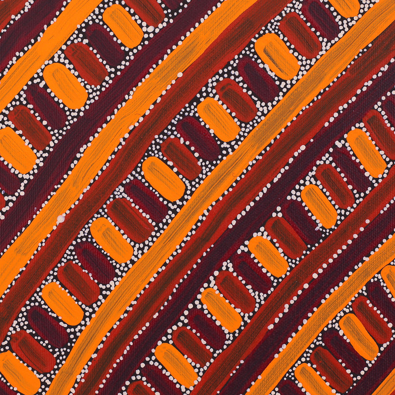 Aboriginal Artwork by Verona Nungarrayi Jurrah, Ngatijirri Jukurrpa (Budgerigar Dreaming), 30x30cm