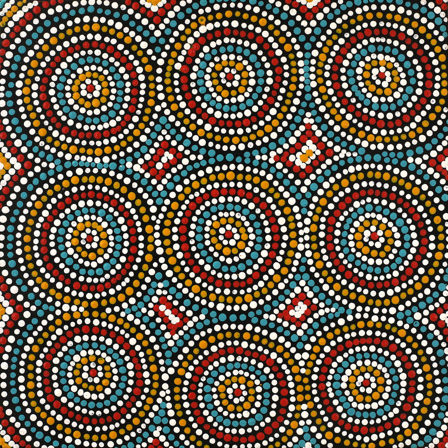 Aboriginal Artwork by Veronica Napangardi Williams, Ngapa Jukurrpa (Water Dreaming) - Pirlinyarnu, 30x30cm