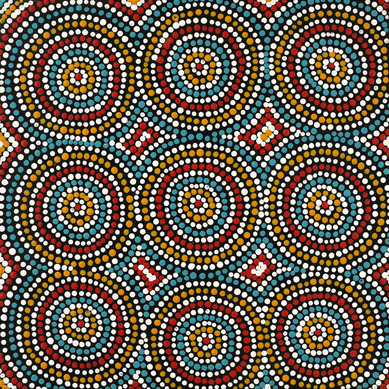 Aboriginal Artwork by Veronica Napangardi Williams, Ngapa Jukurrpa (Water Dreaming) - Pirlinyarnu, 30x30cm