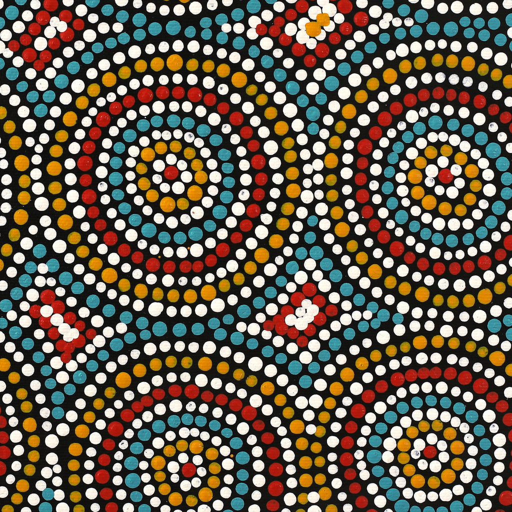 Aboriginal Artwork by Veronica Napangardi Williams, Ngapa Jukurrpa (Water Dreaming) - Pirlinyarnu, 30x30cm