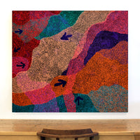 Aboriginal Artwork by Vina Nangala Gallagher, Yankirri Jukurrpa (Emu Dreaming) - Ngarlikurlangu, 122x107cm