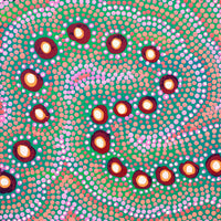 Aboriginal Artwork by Vina Nangala Gallagher, Ngapa Jukurrpa (Water Dreaming) - Mikanji, 30x30cm