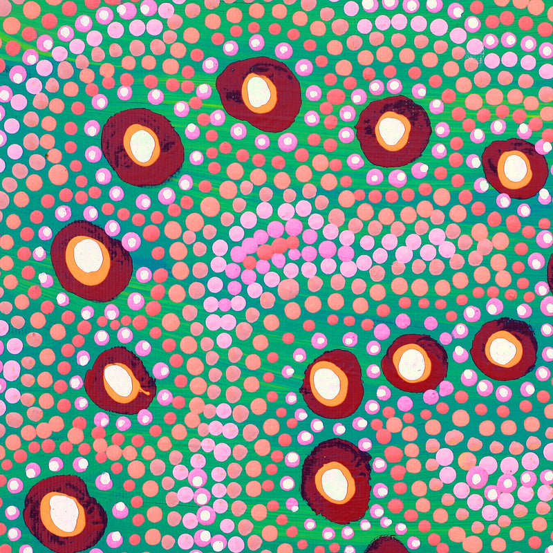 Aboriginal Artwork by Vina Nangala Gallagher, Ngapa Jukurrpa (Water Dreaming) - Mikanji, 30x30cm