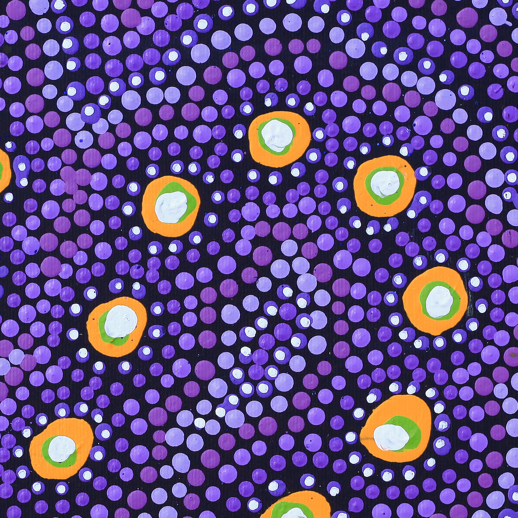 Aboriginal Artwork by Vina Nangala Gallagher, Ngapa Jukurrpa (Water Dreaming) - Mikanji, 30x30cm