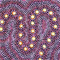 Aboriginal Artwork by Vina Nangala Gallagher, Ngapa Jukurrpa (Water Dreaming) - Mikanji, 30x30cm