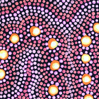 Aboriginal Artwork by Vina Nangala Gallagher, Ngapa Jukurrpa (Water Dreaming) - Mikanji, 30x30cm