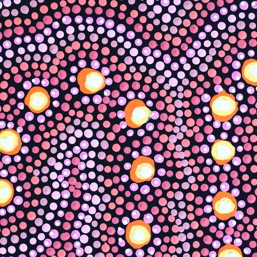 Aboriginal Artwork by Vina Nangala Gallagher, Ngapa Jukurrpa (Water Dreaming) - Mikanji, 30x30cm