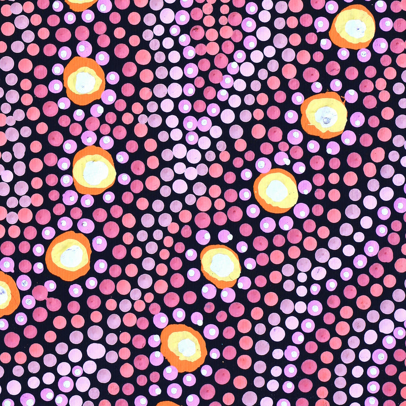 Aboriginal Artwork by Vina Nangala Gallagher, Ngapa Jukurrpa (Water Dreaming) - Mikanji, 30x30cm