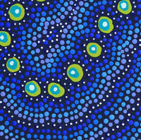 Aboriginal Artwork by Vina Nangala Gallagher, Ngapa Jukurrpa (Water Dreaming) - Mikanji, 30x30cm