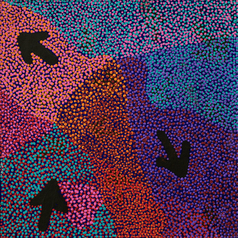 Aboriginal Artwork by Vina Nangala Gallagher, Yankirri Jukurrpa (Emu Dreaming) - Ngarlikurlangu, 46x46cm