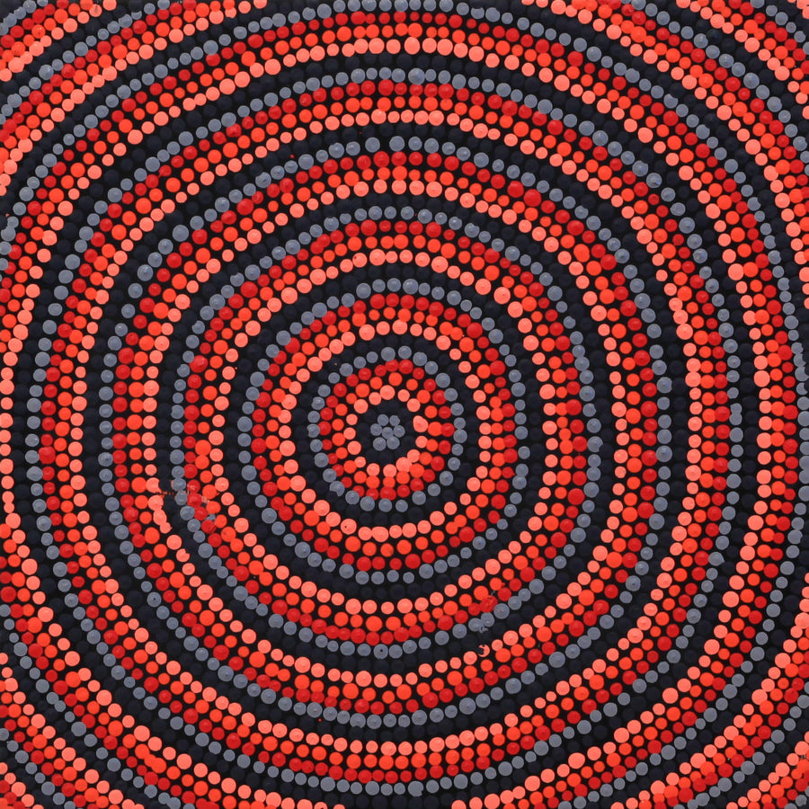 Aboriginal Artwork by Violet Napurrurla Malbunka, Warlukurlangu Jukurrpa (Fire country Dreaming), 30x30cm