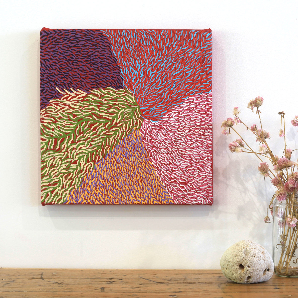 Aboriginal Artwork by Virgillia Multa, Bushflowers and Seeds, 30x30cm