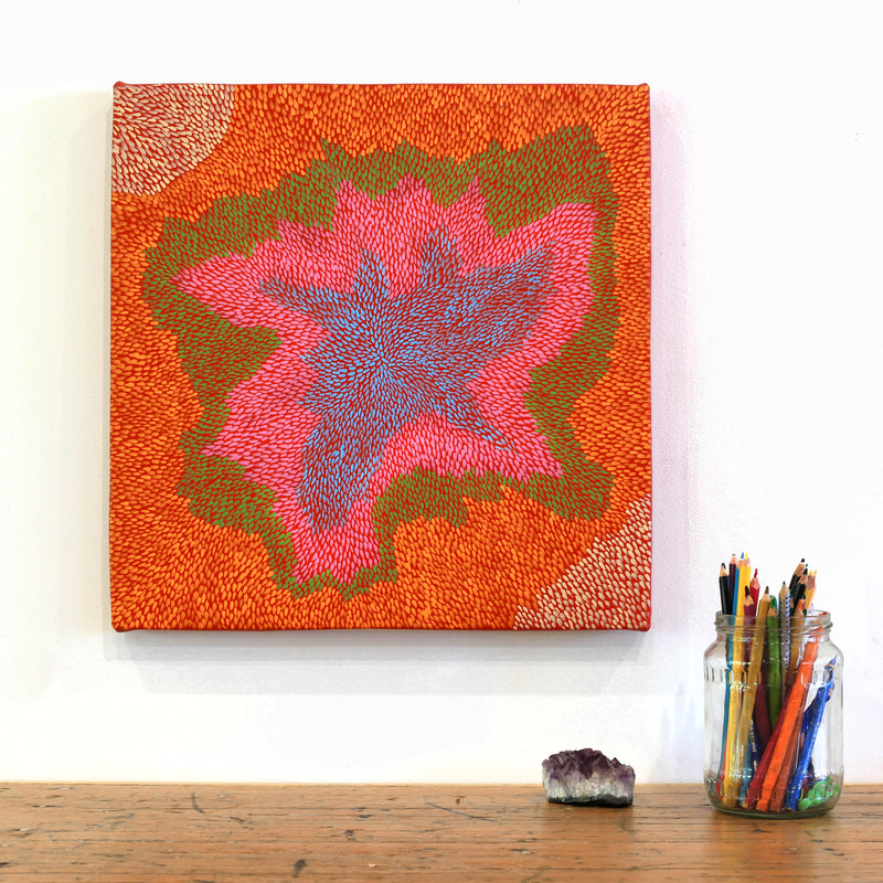 Aboriginal Artwork by Virgillia Multa, Bush flowers and seeds, 40x40cm