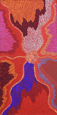 Aboriginal Artwork by Virgillia Multa, Bush flowers and seeds, 61x30cm