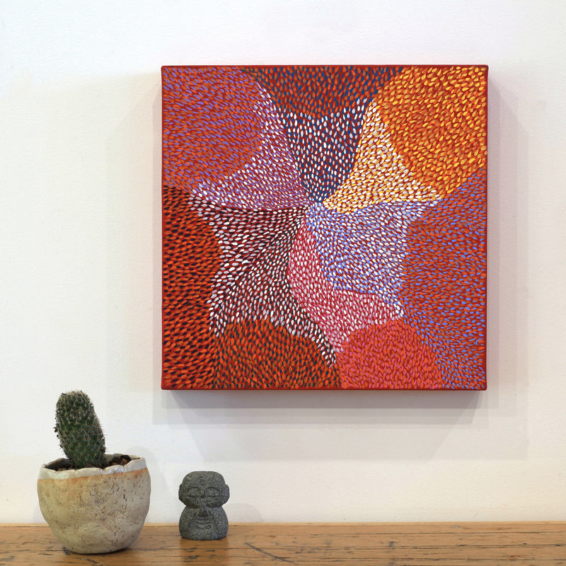 Aboriginal Artwork by Virgillia Multa, Bush flowers and seeds, 30x30cm