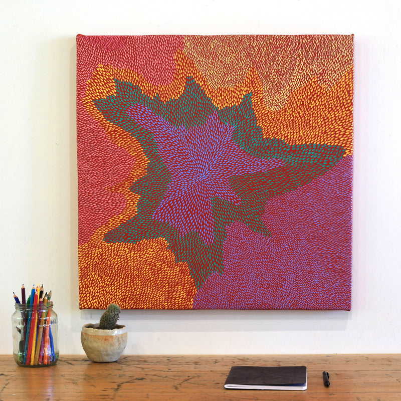 Aboriginal Artwork by Virgillia Multa, Bush flowers and seeds, 60x60cm