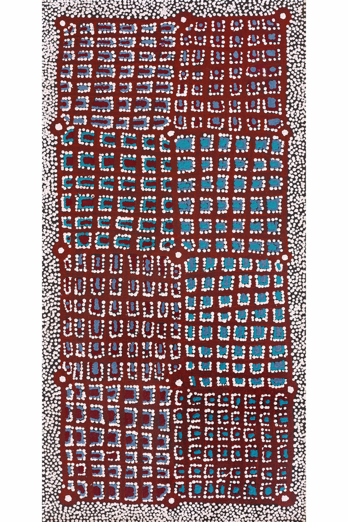 Aboriginal Artwork by Virginia Napaljarri Sims, Mina Mina Jukurrpa (Mina Mina Dreaming) - Ngalyipi, 91x46cm