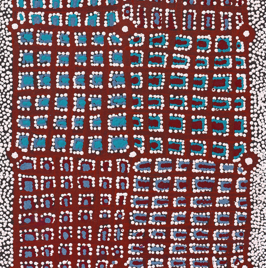 Aboriginal Artwork by Virginia Napaljarri Sims, Mina Mina Jukurrpa (Mina Mina Dreaming) - Ngalyipi, 91x46cm