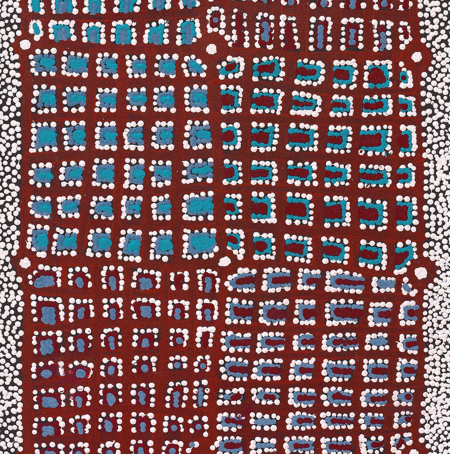 Aboriginal Artwork by Virginia Napaljarri Sims, Mina Mina Jukurrpa (Mina Mina Dreaming) - Ngalyipi, 91x46cm