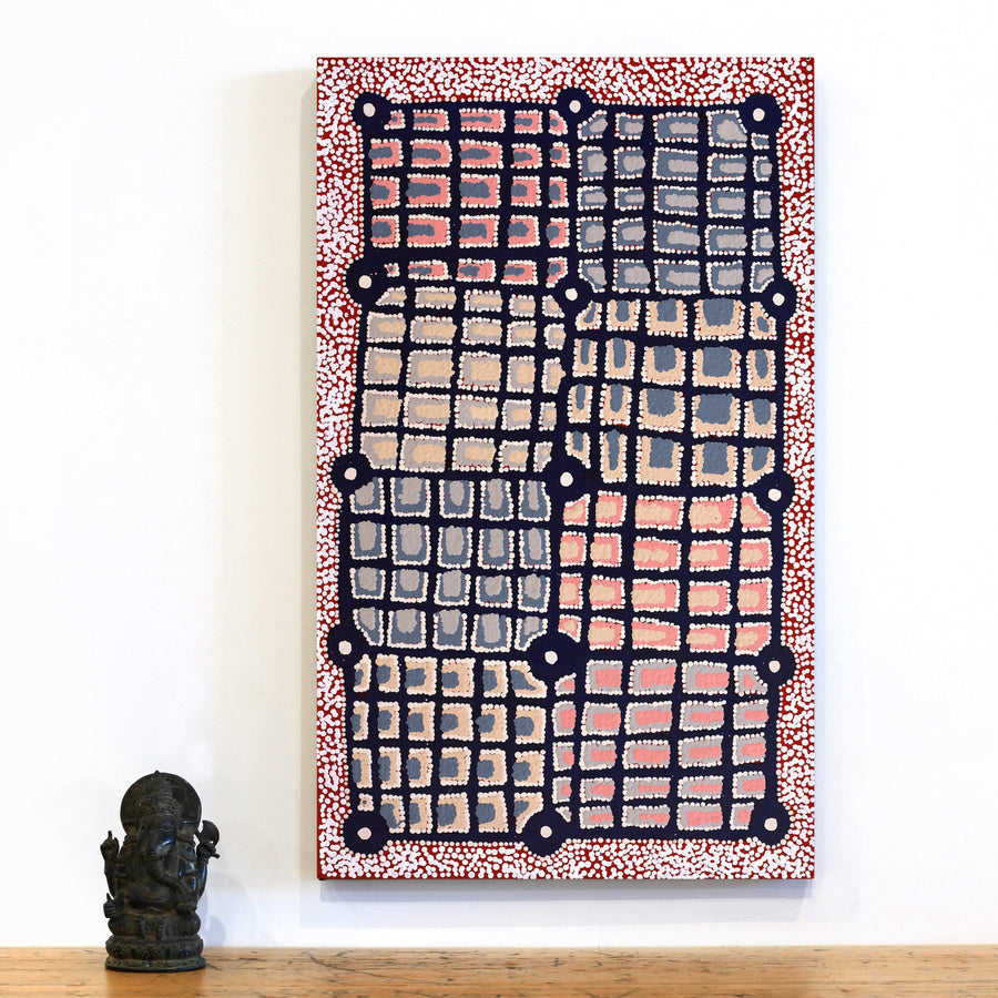 Aboriginal Artwork by Virginia Napaljarri Sims, Mina Mina Jukurrpa (Mina Mina Dreaming) - Ngalyipi, 76x46cm