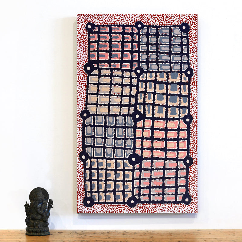 Aboriginal Artwork by Virginia Napaljarri Sims, Mina Mina Jukurrpa (Mina Mina Dreaming) - Ngalyipi, 76x46cm