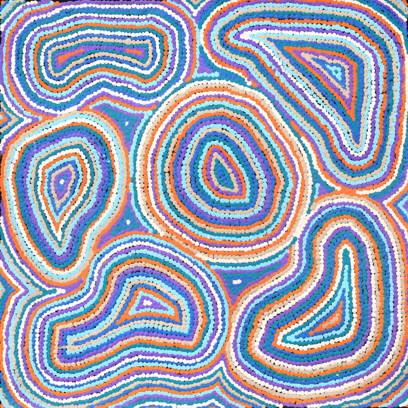 Aboriginal Artwork by Virginia Napaljarri Sims, Mina Mina Jukurrpa - Ngalyipi, 46x46cm