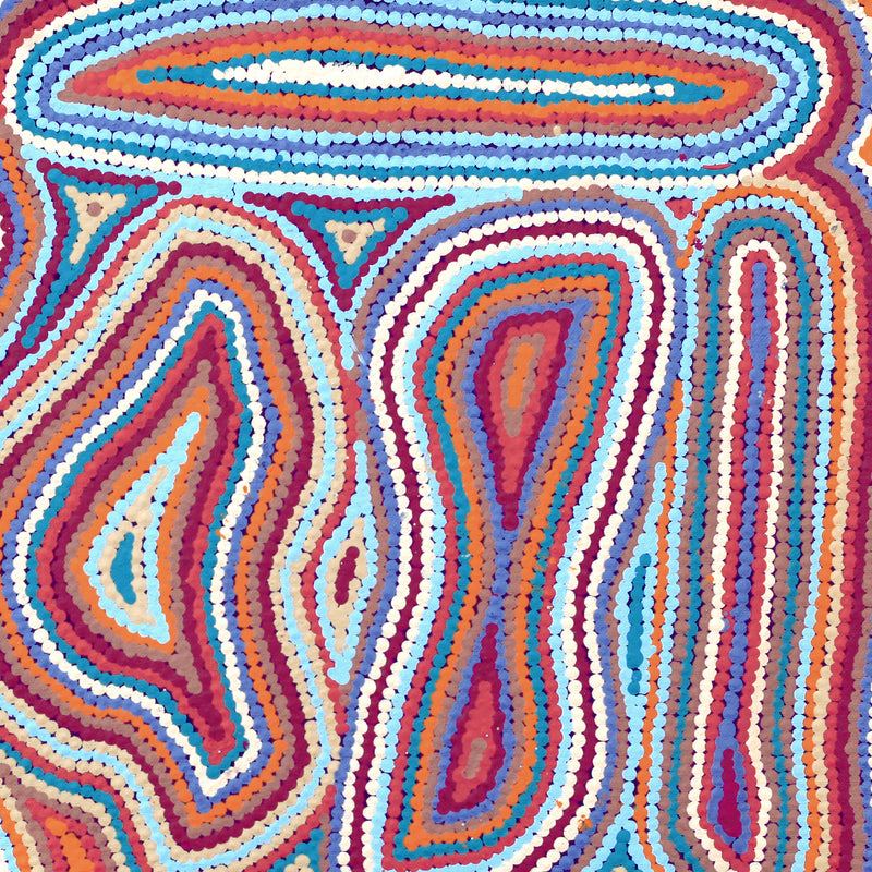 Aboriginal Artwork by Virginia Napaljarri Sims, Mina Mina Jukurrpa - Ngalyipi, 46x46cm