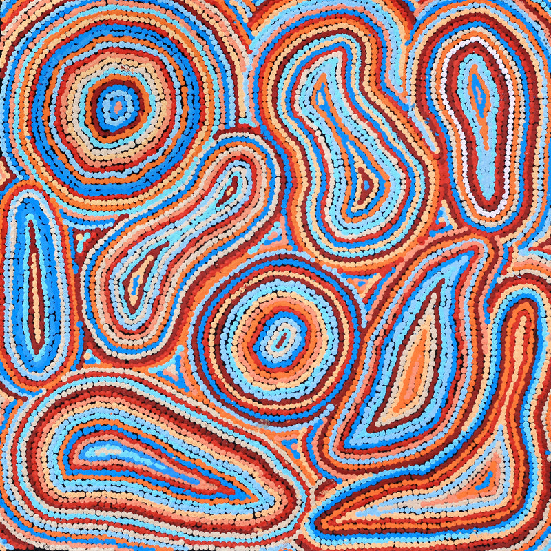 Aboriginal Artwork by Virginia Napaljarri Sims, Mina Mina Jukurrpa - Ngalyipi, 46x46cm
