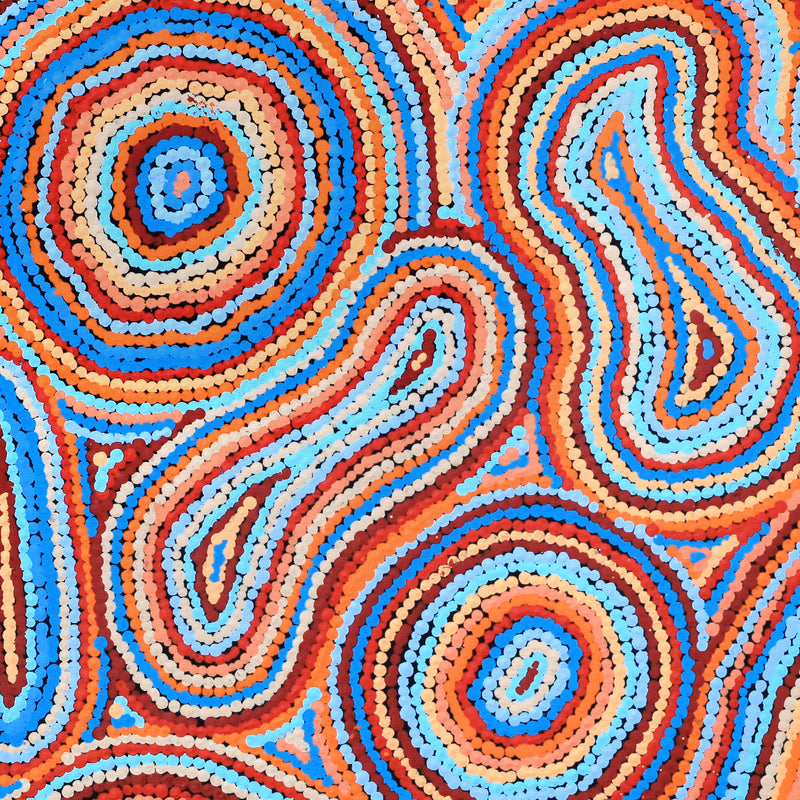 Aboriginal Artwork by Virginia Napaljarri Sims, Mina Mina Jukurrpa - Ngalyipi, 46x46cm