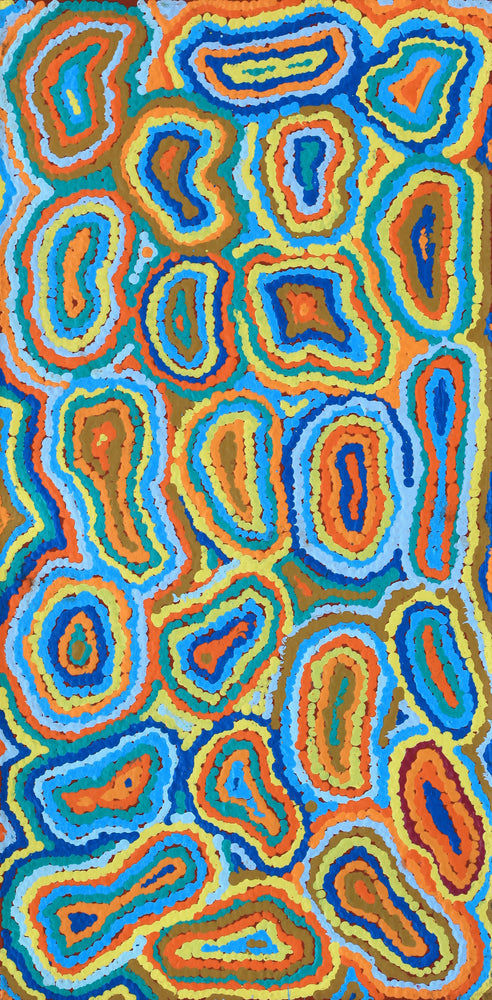 Aboriginal Artwork by Virginia Napaljarri Sims, Mina Mina Jukurrpa - Ngalyipi, 61x30cm