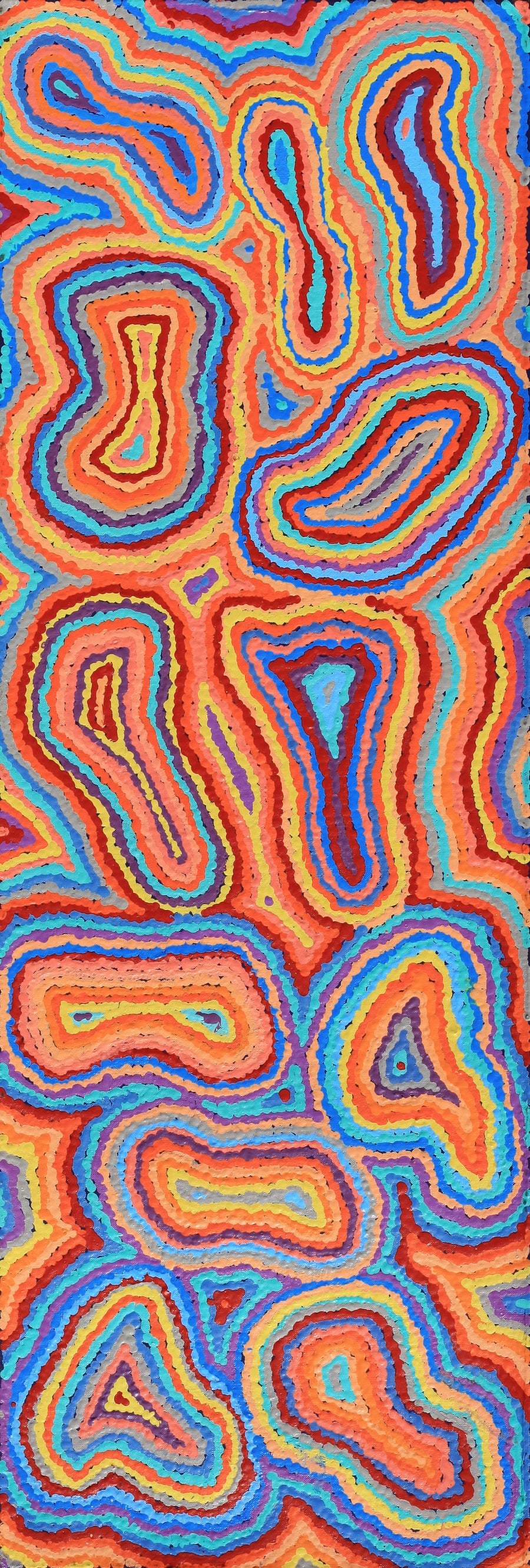Aboriginal Artwork by Virginia Napaljarri Sims, Mina Mina Jukurrpa - Ngalyipi, 91x30cm