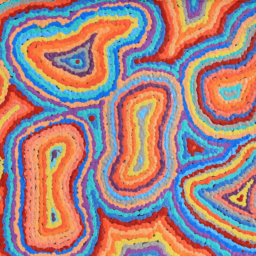 Aboriginal Artwork by Virginia Napaljarri Sims, Mina Mina Jukurrpa - Ngalyipi, 91x30cm