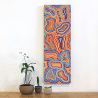 Aboriginal Artwork by Virginia Napaljarri Sims, Mina Mina Jukurrpa - Ngalyipi, 91x30cm