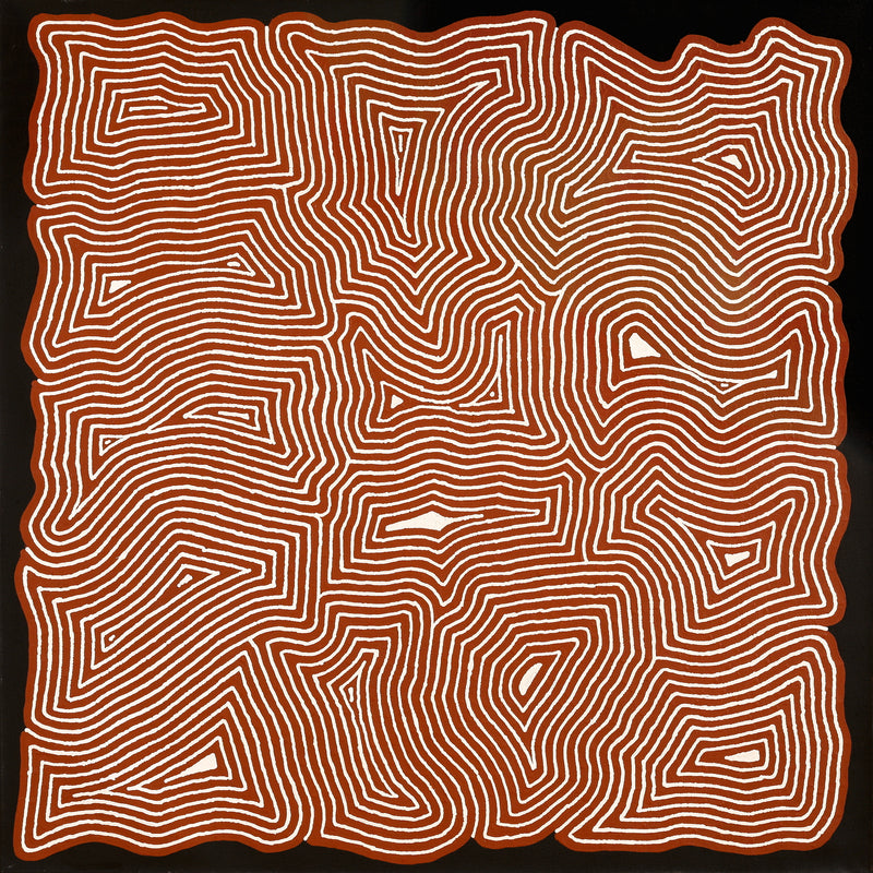 Aboriginal Artwork by Walter Jangala Brown, Tingari Cycle, 107x107cm