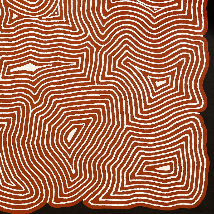 Aboriginal Artwork by Walter Jangala Brown, Tingari Cycle, 107x107cm