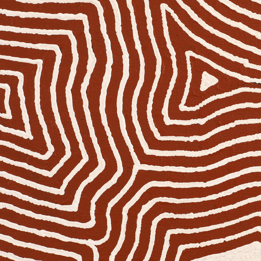 Aboriginal Artwork by Walter Jangala Brown, Tingari Cycle, 107x107cm