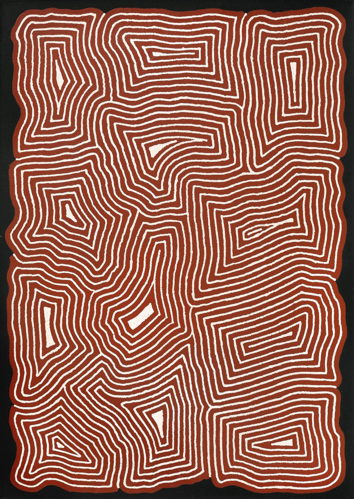 Aboriginal Artwork by Walter Jangala Brown, Tingari Cycle, 107x76cm
