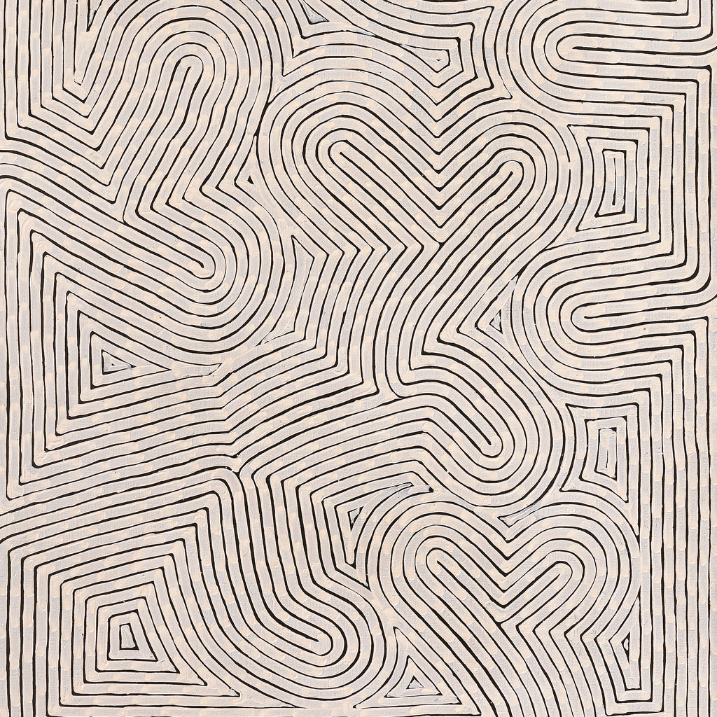 Aboriginal Artwork by Walter Jangala Brown, Tingari Cycle, 152x76cm