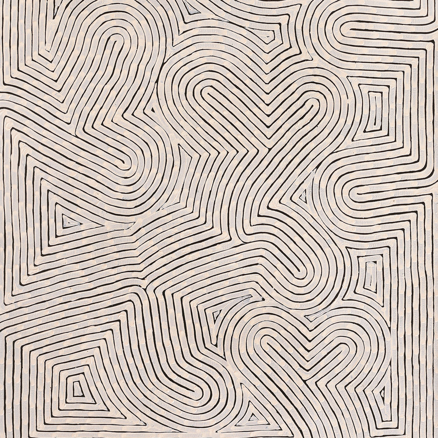 Aboriginal Artwork by Walter Jangala Brown, Tingari Cycle, 152x76cm
