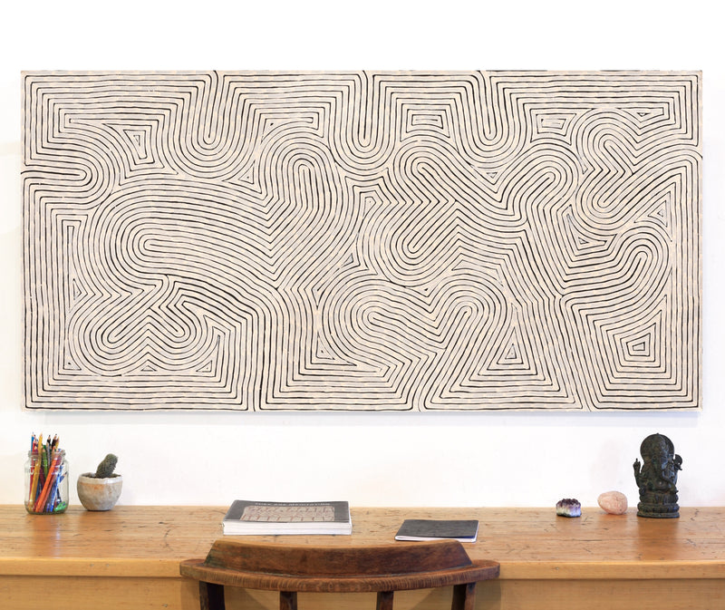Aboriginal Artwork by Walter Jangala Brown, Tingari Cycle, 152x76cm