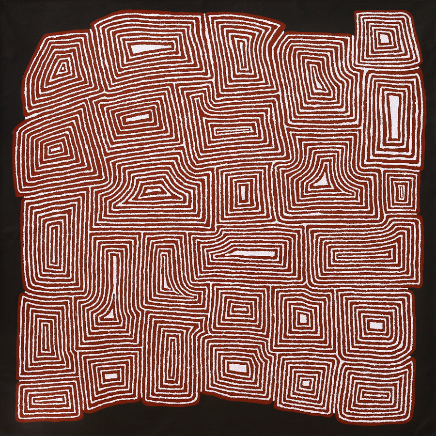 Aboriginal Artwork by Walter Jangala Brown, Tingari Cycle, 183x183cm