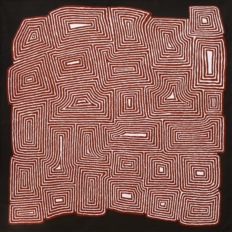 Aboriginal Artwork by Walter Jangala Brown, Tingari Cycle, 183x183cm