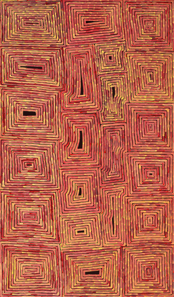 Aboriginal Artwork by Walter Jangala Brown, Tingari Cycle, 183x107cm - ART ARK®