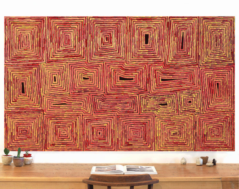 Aboriginal Artwork by Walter Jangala Brown, Tingari Cycle, 183x107cm