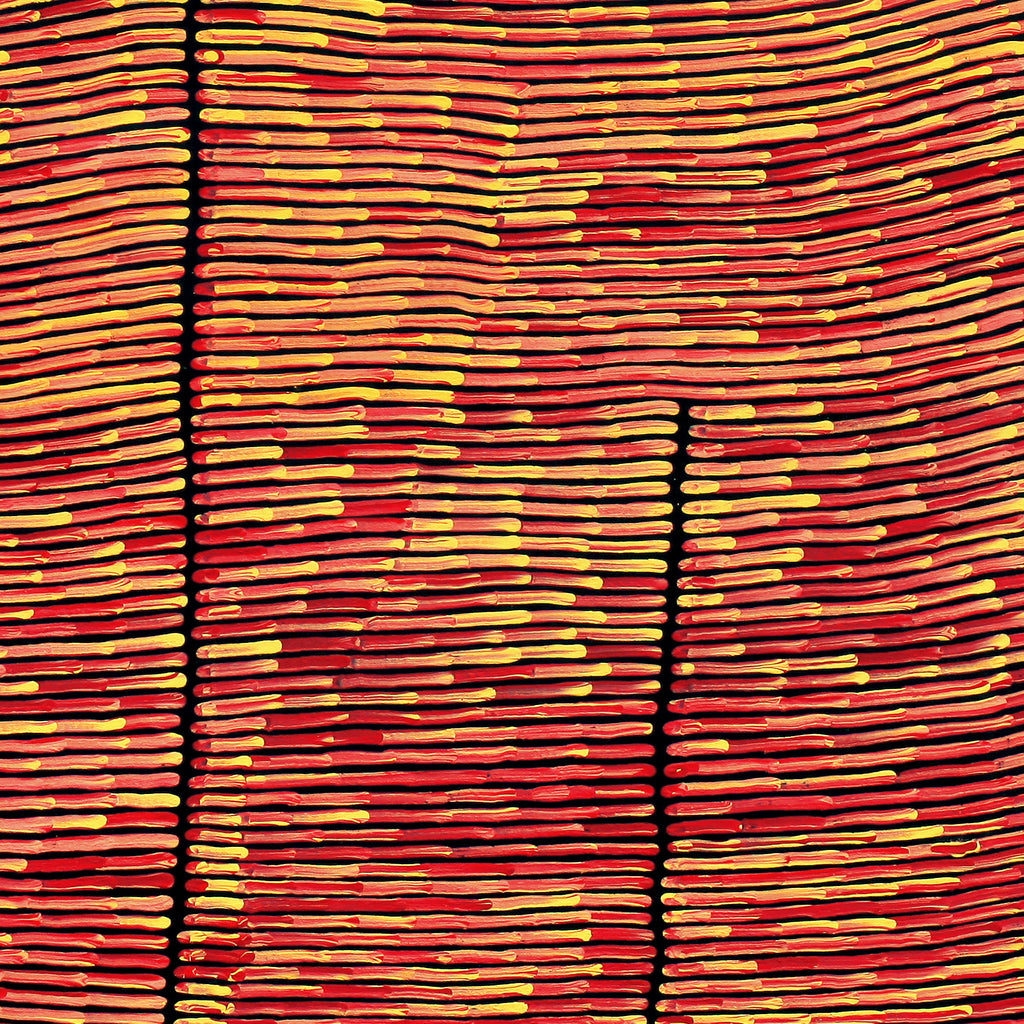 Aboriginal Artwork by Walter Jangala Brown, Tingari Cycle, 107x107cm