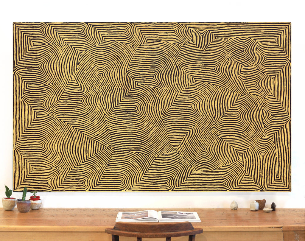 Aboriginal Artwork by Walter Jangala Brown, Tingari Cycle, 182x107cm