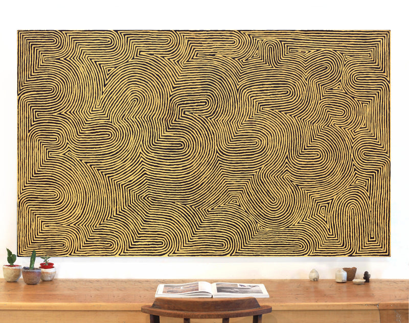 Aboriginal Artwork by Walter Jangala Brown, Tingari Cycle, 182x107cm