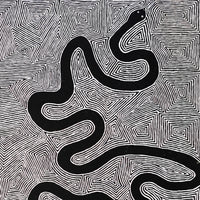 Aboriginal Artwork by Walter Jangala Brown, Warna Jukurrpa (Snake Dreaming), 107x76cm